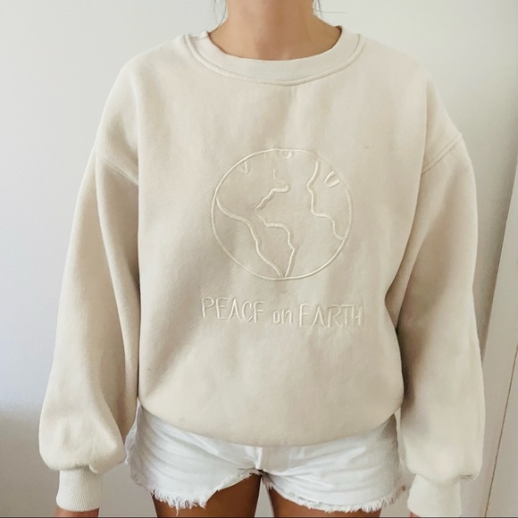 Princess Polly Tops - Peace on Earth Cream Sweatshirt
